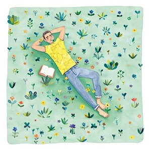 Mila Marquis Square Postcard | Man in a flower meadow
