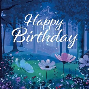 Sabina Comizzi Square Postcard | Happy Birthday (Flowers in the Forest)