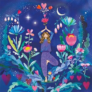 Mila Marquis Square Postcard | Yoga (woman with flowers)