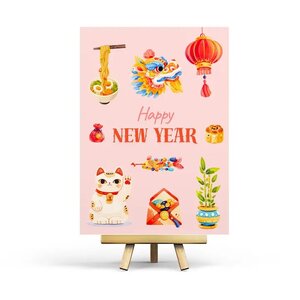 Happy Lunar New Year Postcard by Penpaling Paula