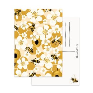 A6 Postcard by Muchable - patroon bijen insecten bloemen