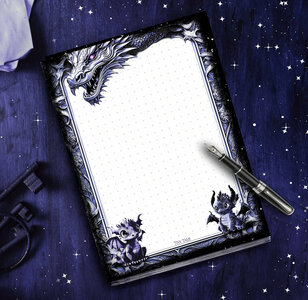 A5 Black Dragons Notepad - by TinyTami