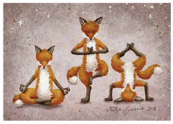 Postcard 317 by Katja Saario - Yoga Foxes