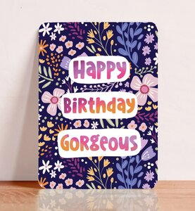 Postcard Happy Birthday Gorgeous Lila - Aniet Illustration