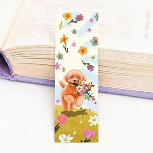 Bookmark Labradoodle Flowers - Aniet Illustration