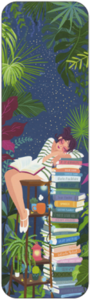 Bookmark Audrey Bussi - Sleeping woman with stack of books