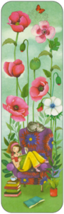 Bookmark Mila - Girl reads among poppies