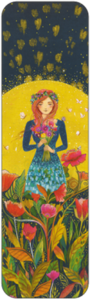 Bookmark Jehanne Weyman - Woman with bouquet and wreath in a flower meadow