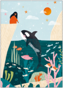 Postcard | In harmony (the whale and the girl)