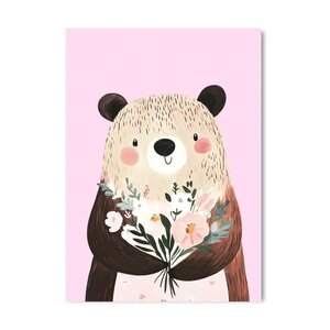 Postcard Only Happy Things | Bear with Flowers