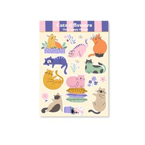A6 Stickersheet Cats and Flowers - Only Happy Things