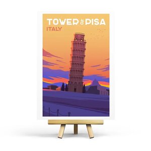 Tower of Pisa  - Retro Travel Postcard by Penpaling Paula