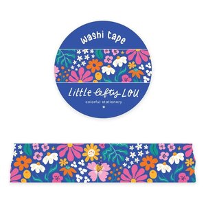 Brede blauwe bloemen Washi Tape - Little Lefty Lou 