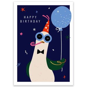 Postcard Happy Birthday Goose - by LittleLeftyLou 