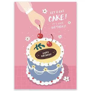 Postcard Let's Eat Birthday Cake - by LittleLeftyLou 