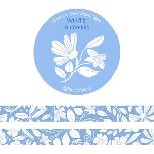 blue with white flowers Washi Tape - Muchable