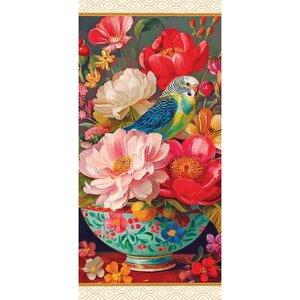 Ansichtkaart Gwenaëlle Trolez Créations - Parakeet between peonies