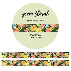 Washi Tape  Green Floral by Penpaling Paula