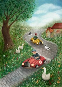 Postcard Bijdehansje | Rolling Race