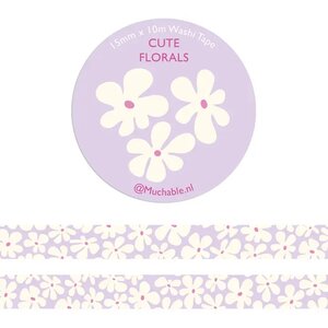 sweet abstract flowers lilac white Washi Tape - Muchable