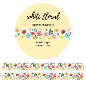 Washi Tape White Floral by Penpaling Paula