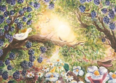 Postcard Romyillustrations - Ducks in the berries