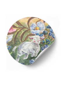 5x Sticker Lammetje in het bloemenveld by RomyIllustrations
