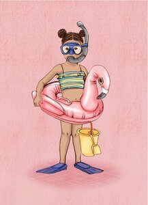 Postcard Belle and Boo | Flamingo Girl