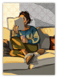 Hessah Art Postcard - Woman reading