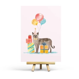 Birthday Cat Postcard by Penpaling Paula