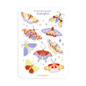 A6 Stickersheet by Muchable | butterflies illustration insect