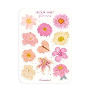 A6 Stickersheet by Muchable | pink flowers girly