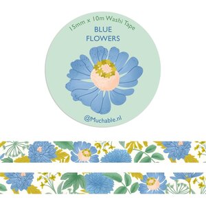 Blue floral flower print Washi Tape - Muchable