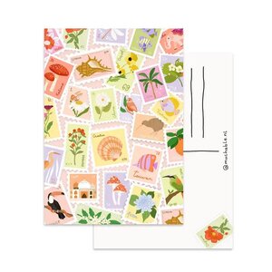 Postcard by Muchable - cute stamp pattern print illustration