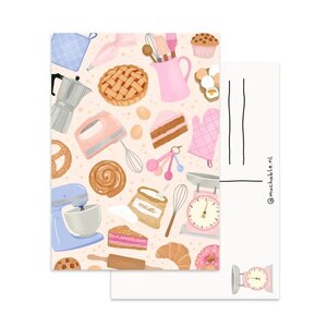 A6 Postcard by Muchable - cute pattern design bakery - baking
