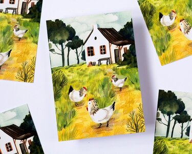 Wild Pencil Studio Postcard - Farm chicken