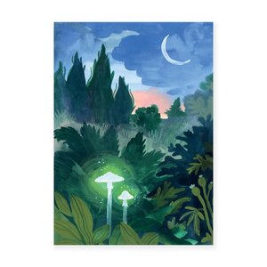 Wild Pencil Studio Postcard - Glowing mushrooms