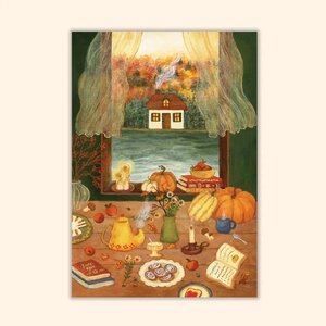 Asia Spettel A6 Postcard - Cottage by the shore