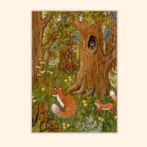 Asia Spettel A6 Postcard - Fox Family