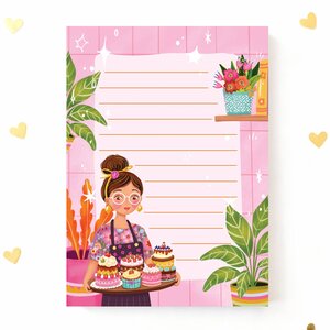 A6 Notepad Girl with Cakes - by Aniet Illustration