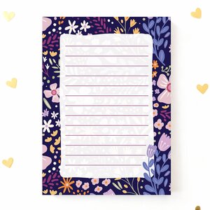 A6 Notepad Purple Flowers - by Aniet Illustration