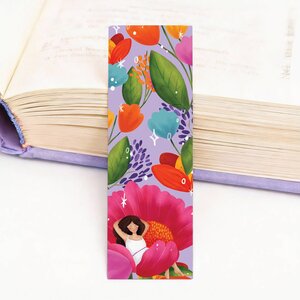 Bookmark Woman and Flowers - Aniet Illustration