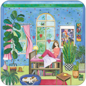 Postcard Kristiana Heinemann | Woman reading at the window
