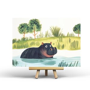 Hippo Postcard by Penpaling Paula