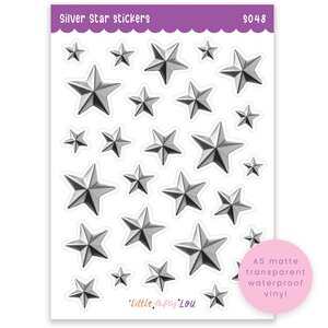 Silver Stars Waterproof Stickers - Little Lefty Lou