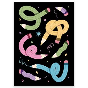 Postcard Happy Pencils - by LittleLeftyLou 