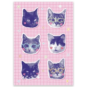 Postcard Halftone Cats - by LittleLeftyLou 