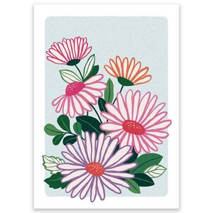 Postcard Colorful Daisies Blooming - by LittleLeftyLou 