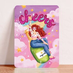 Postcard Cheers champagne - Aniet Illustration
