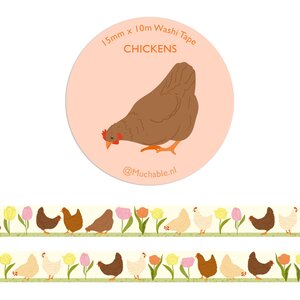 Chickens & tulips Washi Tape - Muchable
